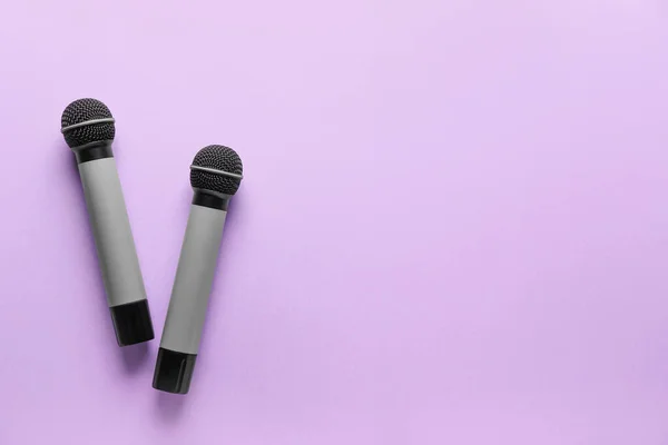 Modern Microphones Color Background — Stock Photo, Image