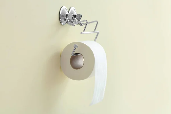 Halter Mit Rolle Toilettenpapier Hängt Der Wand — Stockfoto