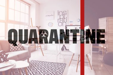 Quarantin 'li boş bir ofis. Coronavirüs salgını kavramı