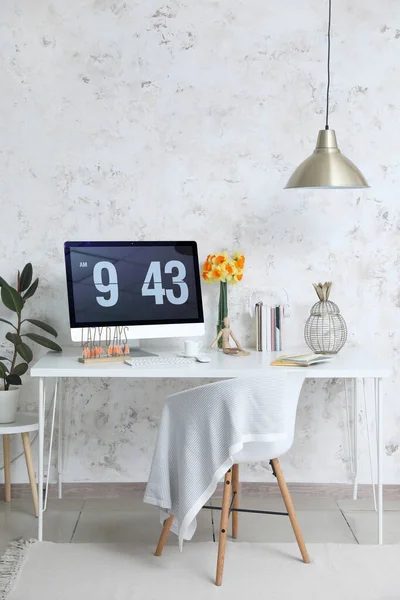 Stylish Workplace Modern Computer Interior Room — Stock Photo, Image