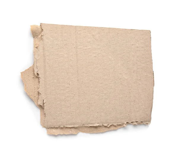 Piece Cardboard White Background — Stock Photo, Image