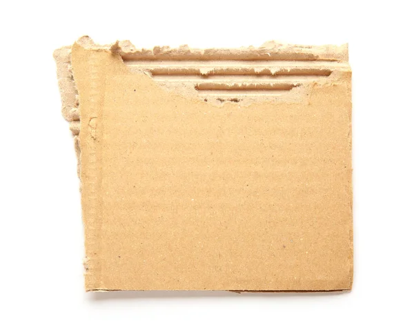 Piece Cardboard White Background — Stock Photo, Image