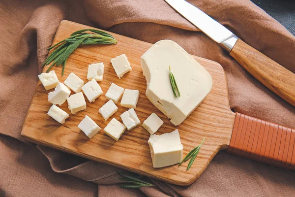 Board Tasty Cut Feta Cheese Table — Stock Photo, Image