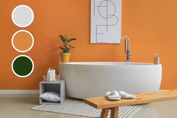Interior Moderno Cuarto Baño Confortable Diferentes Patrones Color —  Fotos de Stock