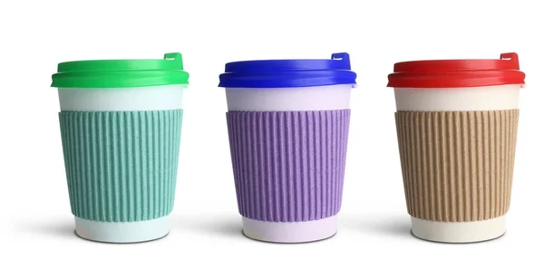Takeaway Coffee Cups White Background — Stock Photo, Image
