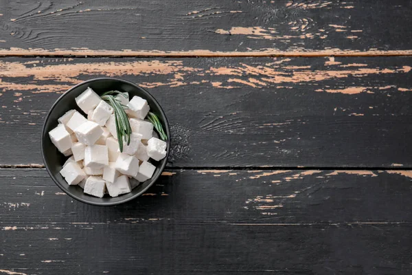 Bowl Tasty Cut Feta Cheese Table — Stock Photo, Image