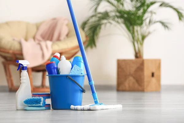 Set Cleaning Supplies Floor Room — Stock Photo, Image