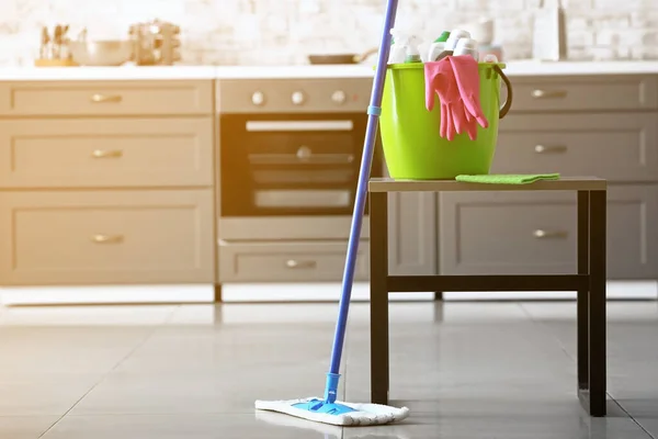 Set Cleaning Supplies Kitchen — Stock Photo, Image