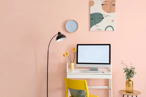 Modern Workplace Computer Room — Stock Photo, Image