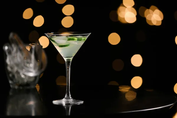 Glass Tasty Cucumber Martini Dark Background — Stock Photo, Image