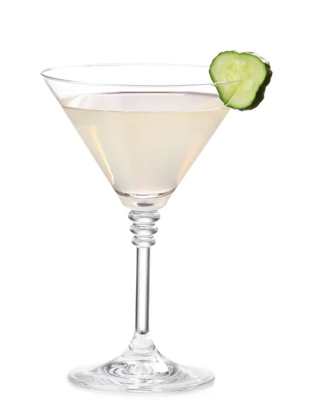 Copo Martini Pepino Saboroso Fundo Branco — Fotografia de Stock