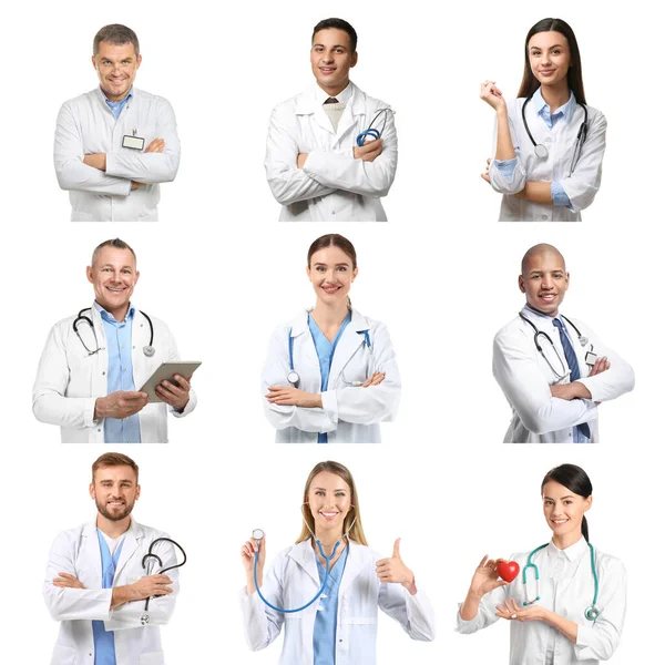 Διαφορετικοί Γιατροί Λευκό Φόντο — Φωτογραφία Αρχείου