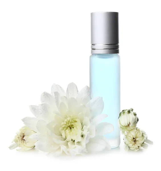 Eine Flasche Blumiges Roll Parfüm Auf Weißem Hintergrund — Stockfoto
