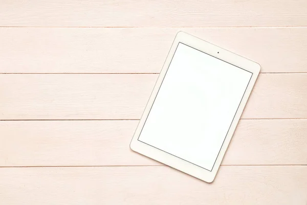 Modern Tablet Computer Wooden Background — Stock Photo, Image