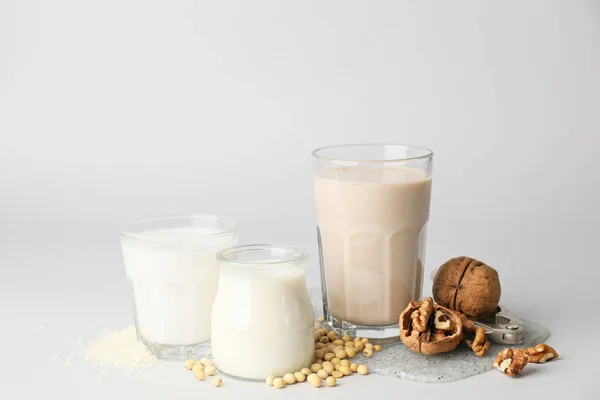 Different Milk White Background — Stock Photo, Image