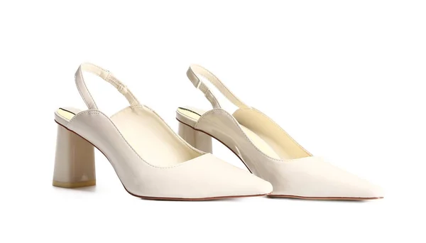 Chaussures Féminines Modernes Sur Fond Blanc — Photo