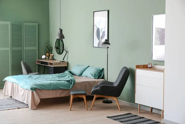 Modern Şık Yatak Odasının Içi — Stok fotoğraf