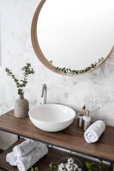 Interior Bathroom Stylish Mirror — Stock Photo, Image