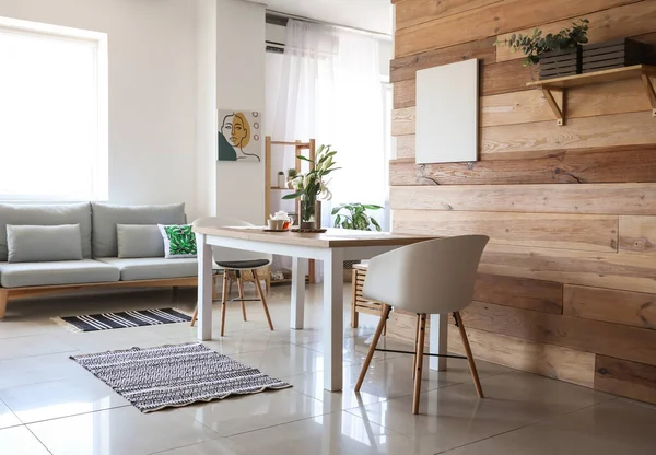 Intérieur Salle Manger Élégante Moderne Avec Décor Floral — Photo