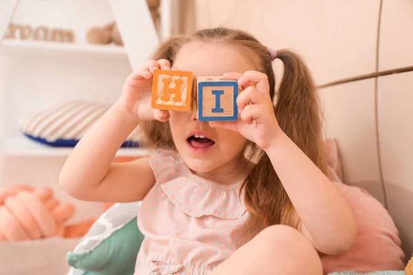 Little Girl Playing Home — Stock Photo, Image