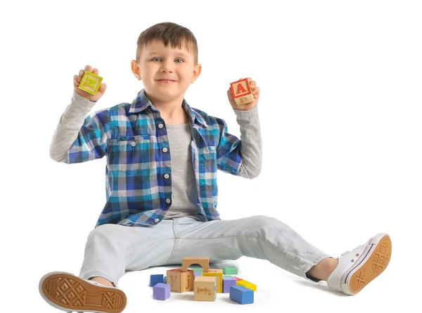 Little Boy Toys White Background — Stock Photo, Image