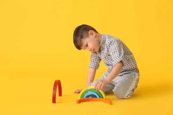 Little Boy Toy Color Background — Stock Photo, Image