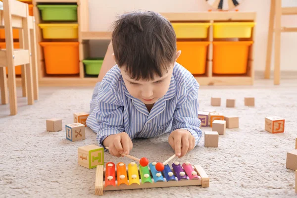 Little Boy Playing Home — Stock Photo, Image