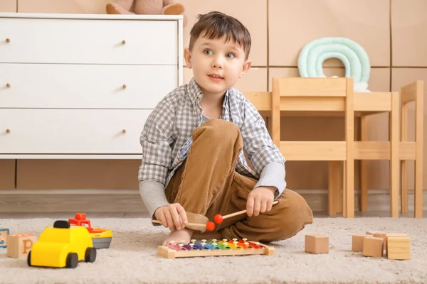 Little Boy Playing Home — Stock Photo, Image