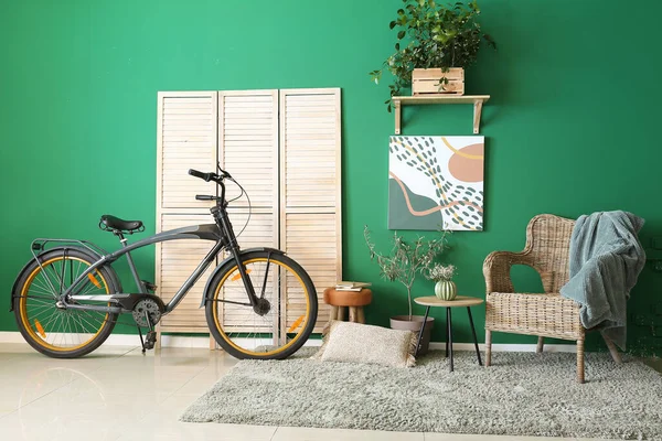 Interior Modern Room Stylish Bicycle — Stock Photo, Image