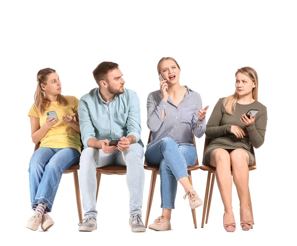 People Waiting Line White Background — Stock Photo, Image