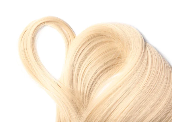 Mooi Lang Blond Haar Witte Achtergrond — Stockfoto