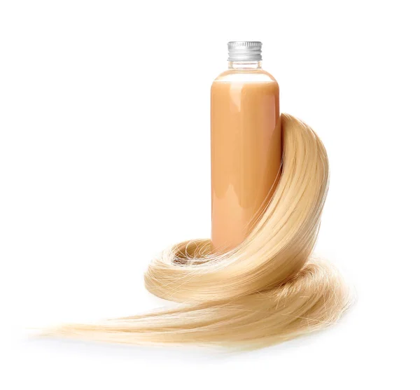 Fles Shampoo Voor Blond Haar Witte Achtergrond — Stockfoto