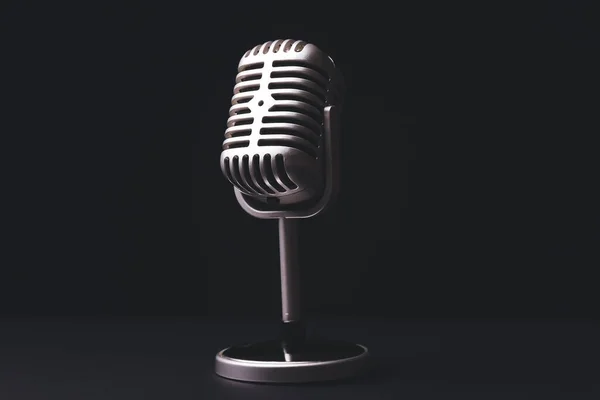 Retro Microphone Dark Background — Stock Photo, Image