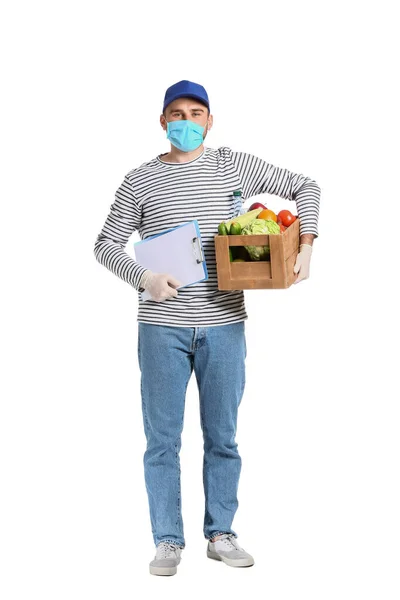 Courier Food Delivery Company White Background Concept Epidemic — Stock Photo, Image