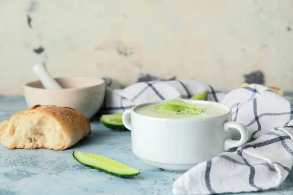 Pot Cold Cucumber Soup Table — Stock Photo, Image