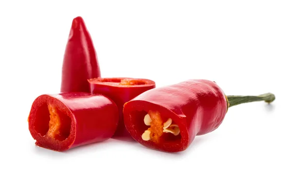 Cut Chili Pepper White Background — Stock Photo, Image