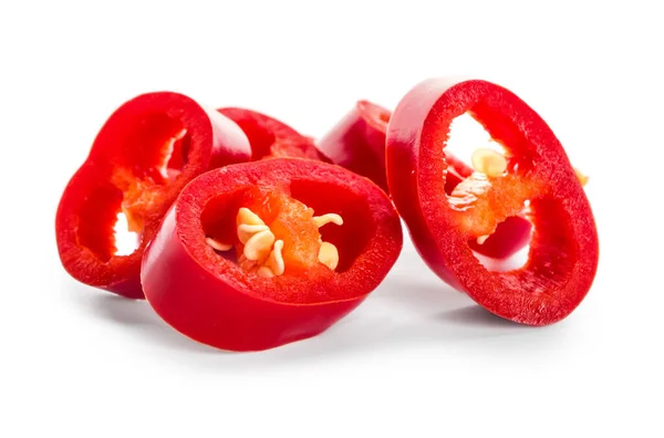 Nakrájejte Chilli Papriky Bílé Pozadí — Stock fotografie
