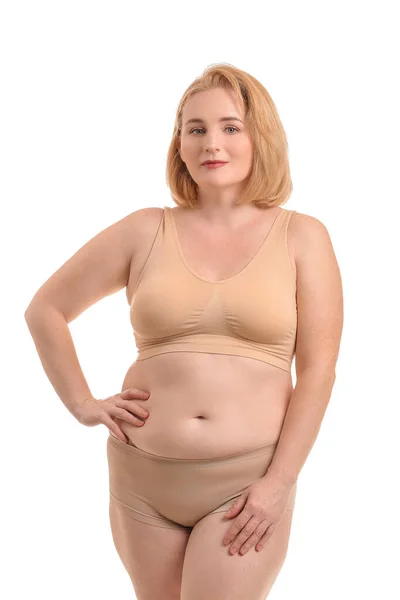 Overweight Woman White Background — Stock Photo, Image