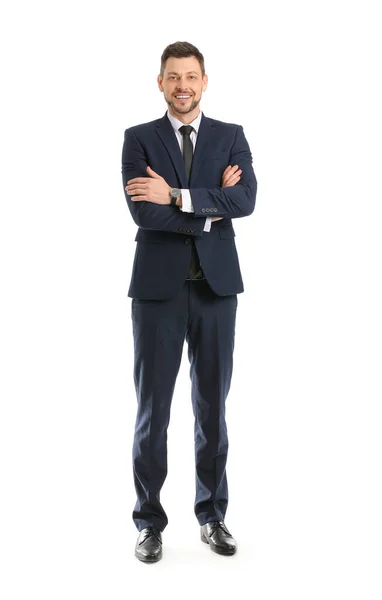 Porträt Eines Gutaussehenden Geschäftsmannes Auf Weißem Hintergrund — Stockfoto