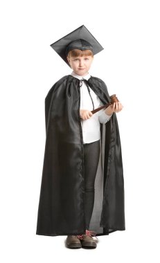 Beyaz arka planda küçük yargıcın portresi