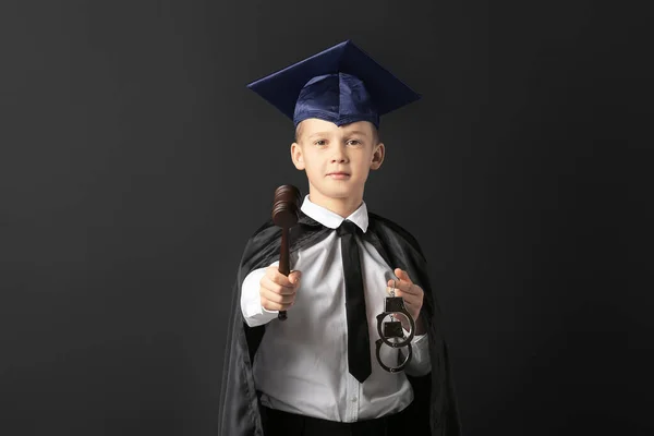 Portrait Little Judge Dark Background — Stock Photo, Image