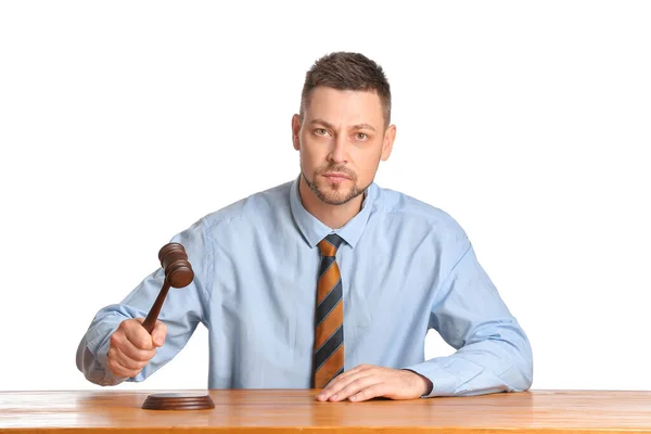 Juez Masculino Mesa Sobre Fondo Blanco — Foto de Stock