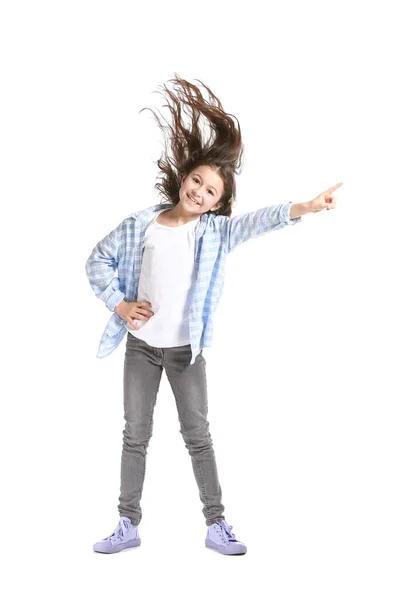 Cute Dancing Girl White Background — Stock Photo, Image