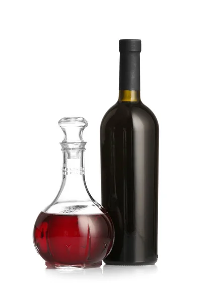 Decanter Bottle Wine White Background — Stock Photo, Image