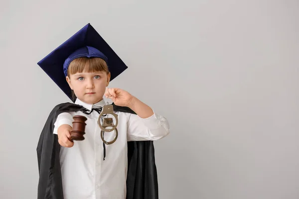 Portrait Little Judge Grey Background — Stock Photo, Image