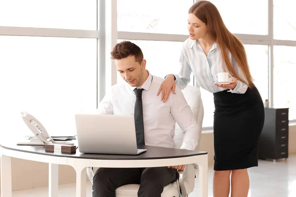 Sexy Secretary Seducing Her Boss Office — Stock Photo, Image