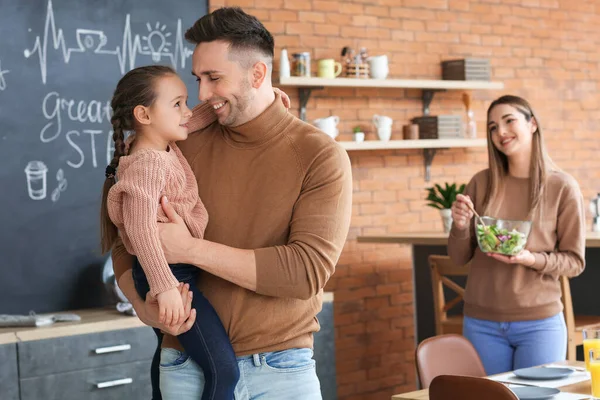 Happy Family Spending Time Together Kitchen — Stock Photo, Image