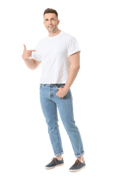 Uomo Elegante Shirt Sfondo Bianco — Foto Stock