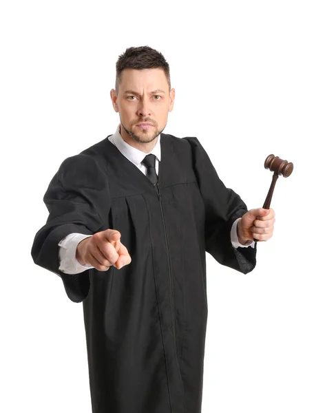 Strict Male Judge White Background — Stock Photo, Image