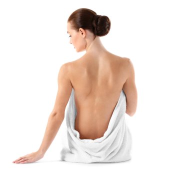 Güzel kız, beyaz tenli. Spa konsepti